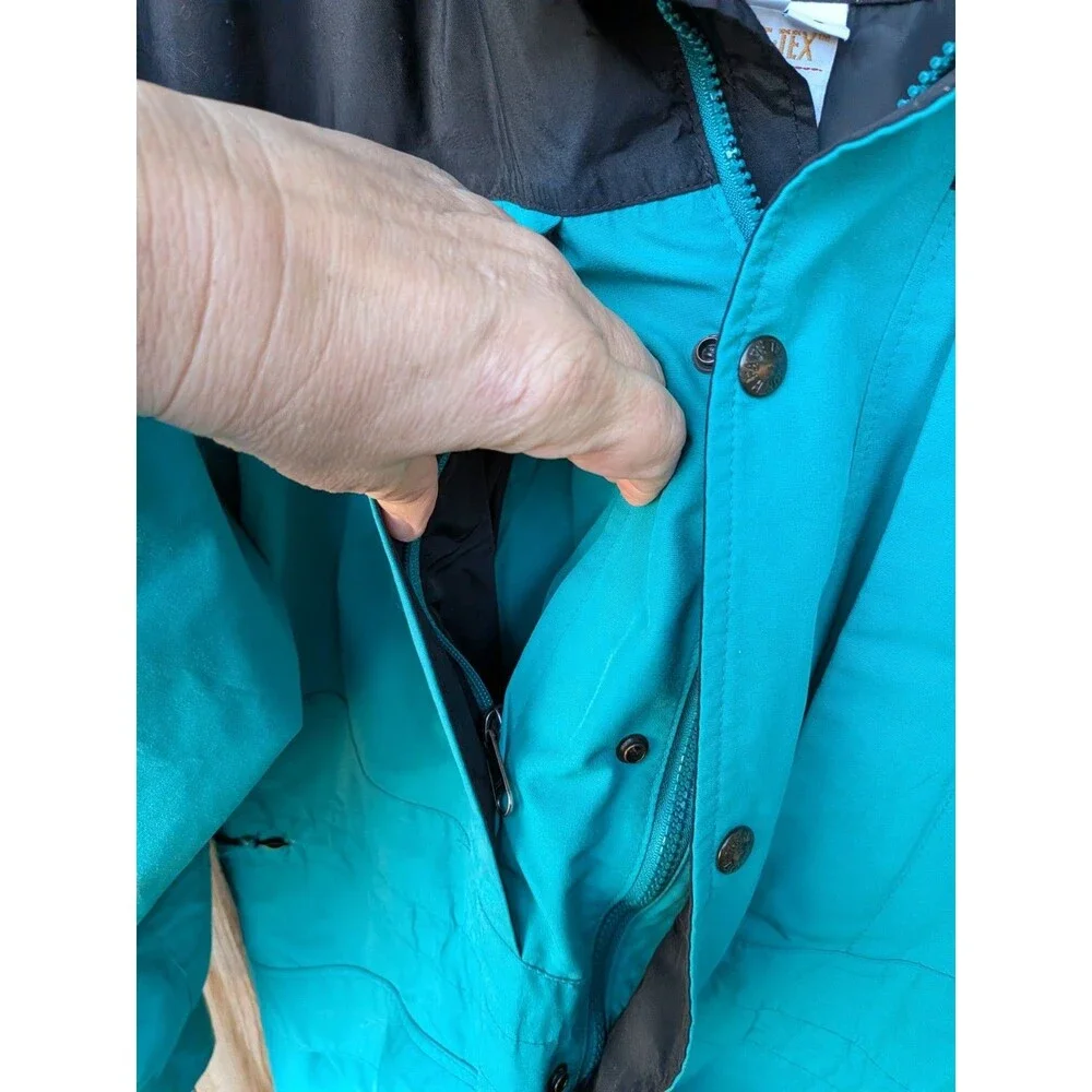 Vintage The North Face Jacket Gore Tex Colorblock Teal Black Large 90s Arapahoe